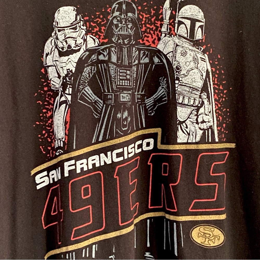 Star Wars X San Francisco 49ERS T-shirt NFL Mens Large Dark Side Darth Vader - Picture 3 of 6